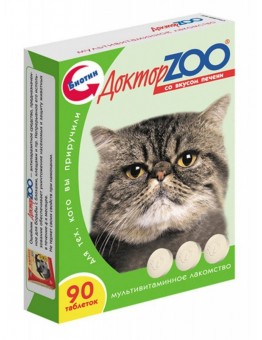 Мультивитаминное лакомство Доктор Zoo, для кошек, печень, 90 таблеток